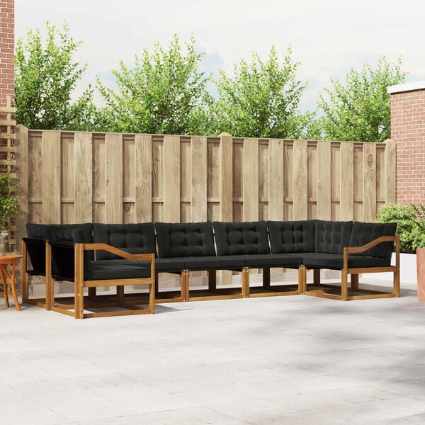 vidaXL Комплект дивани за открито 7 pcs Естествено и черно