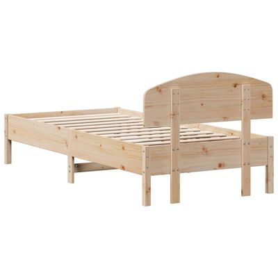 vidaXL Рамка за легло с табла, 100x200 см, борово дърво масив