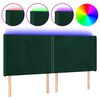 vidaXL LED горна табла за легло, тъмнозелена, 183x16x118/128см, кадифе