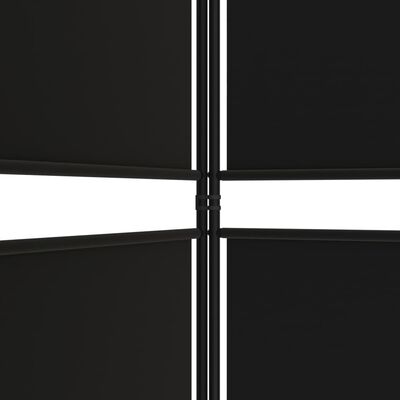 vidaXL Параван за стая, 5 панела, черен, 250x180 см, текстил