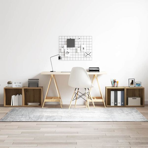 vidaXL Комплект ТВ шкаф 4 pcs Дъб 37 x 35 x 37,5 см Инженерно дърво