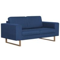 vidaXL 2-местен диван, текстил, син