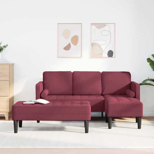 vidaXL Комплект дивани с възглавница 2 pcs Виненочервен Полиестер