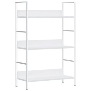 vidaXL Библиотека с 3 рафта, бяла, 60x27,6x90,5 см, инженерно дърво