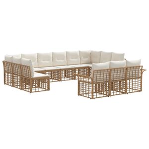 vidaXL Комплект дивани за открито 13 pcs Естествено и кремаво бяло