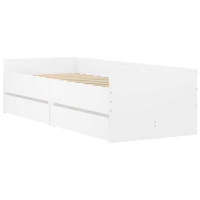 vidaXL Рамка за легло с чекмеджета бяло 75x190 см Small Single