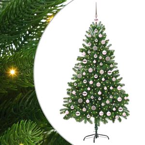 vidaXL Коледно дърво с 300 LED светодиода с поставка Зелен 180 cm ПЕ