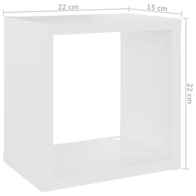 vidaXL Стенни кубични рафтове, 6 бр, бяло и дъб сонома, 22x15x22 см