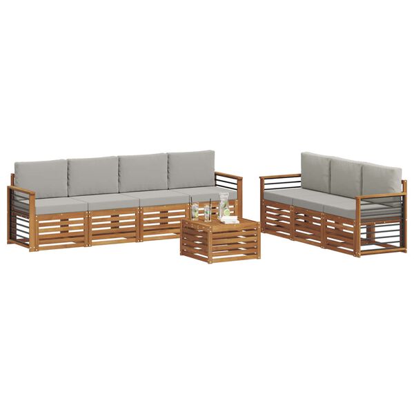 vidaXL Комплекти дивани с възглавница 8 pcs Естествено и светло сиво