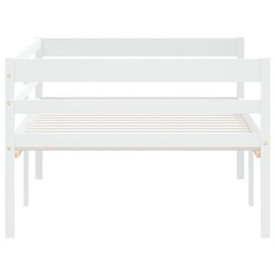 vidaXL Рамка за легло, бяла, борово дърво масив, 90x200 cм