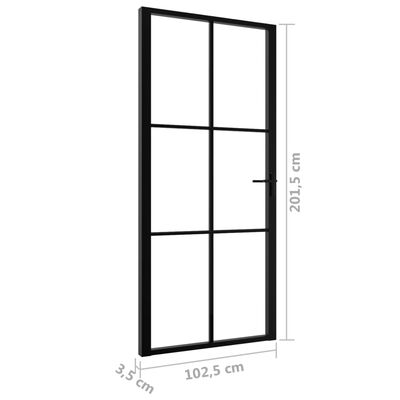 vidaXL Интериорна врата, ESG стъкло и алуминий, 102,5x201,5 см, черна