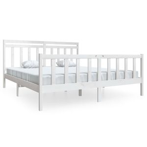 vidaXL Рамка за легло бяла 180x200 см Super King дърво масив