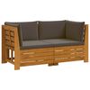 vidaXL Комплект дивани за открито 2 Брой Кафяво Солидно акациево дърво