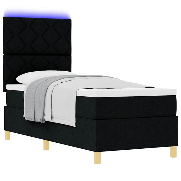 vidaXL Легло с пружинирана основа с матрак Черно 80 x 200 cm текстил