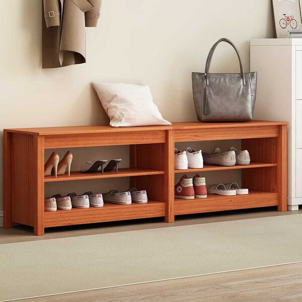 vidaXL Пейка за обувки Кафяво с восъчно покритие 160 x 36,5 x 50 см