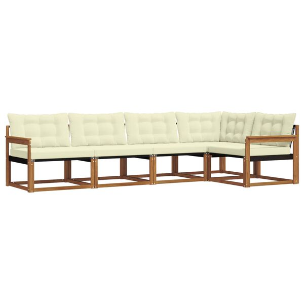 vidaXL Комплект дивани за открито 5 pcs Натурален и Крема