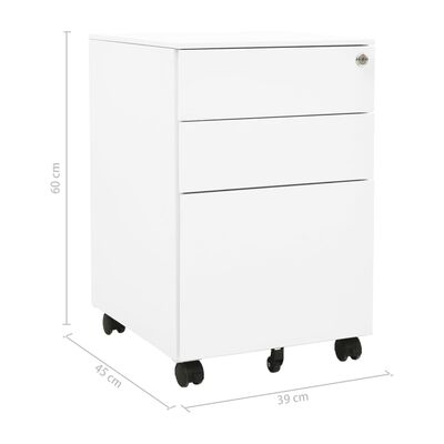 vidaXL Мобилен офис шкаф, бял, 39x45x60 см, стомана