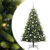 vidaXL Изкуствен коледен дърво с панти 150 LEDs Зелено 120 cm PVC и PE