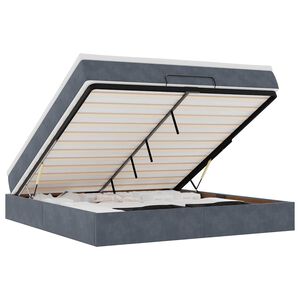 vidaXL Османска легло с матрак, тъмносиво, 160x200 см, кадифе