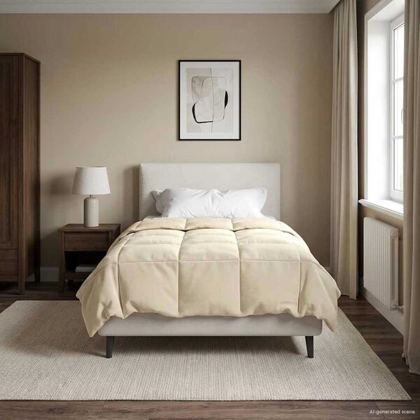 vidaXL Пълно годишно юрганче Патичено Крем 140 x 220 cm Микрофибър