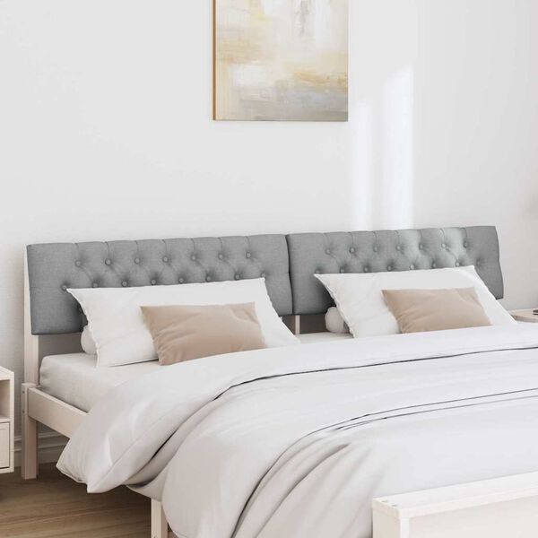 vidaXL Тапицирана табла Светлосиво 200 cm Солидно борово дърво