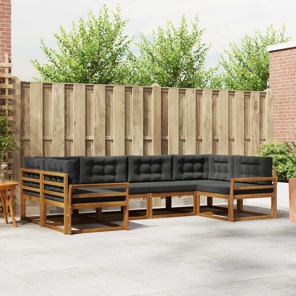 vidaXL Комплект дивани за открито 6 pcs Натурален и Антрацит