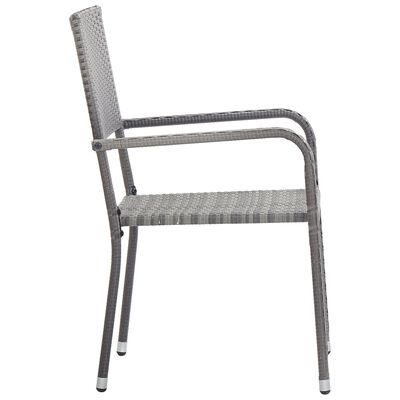 vidaXL Външни трапезни столове, 2 бр, полиратан, сиви