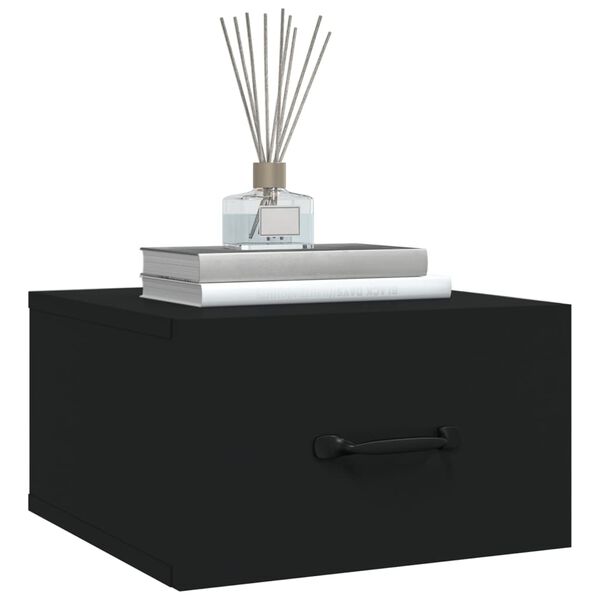 vidaXL Нощни шкафчета за стенен монтаж, 2 бр, черен, 35x35x20 см