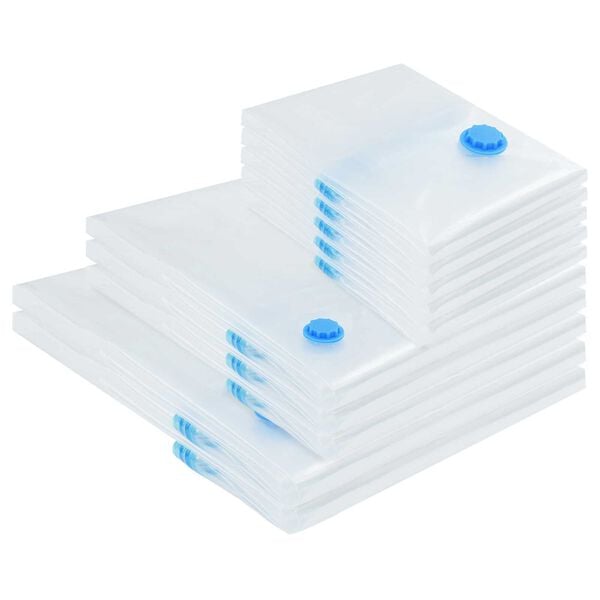 vidaXL Чанти за съхранение 10 pcs Прозрачни и сини 130 x 100 cm