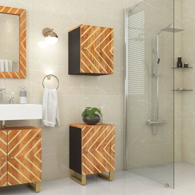 vidaXL Шкаф за баня, кафяво и черно, 38x33,5x58 см, манго масив