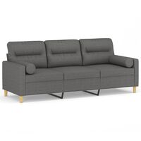 vidaXL 3-местен диван с декоративни възглавници тъмносив 180 см плат