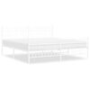 vidaXL Метална рамка за легло с горна и долна табла, бяла, 183x213 см