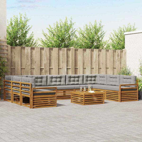 vidaXL Комплекти дивани с възглавница 10 pcs Естествено и светло сиво