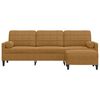 vidaXL 3-местен диван с табуретка, кафяв, 210 см, кадифе