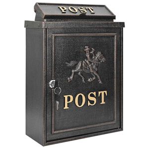 vidaXL Стенно монтирана пощенска кутия с врата Бронзов 29 x 13 x 41 см