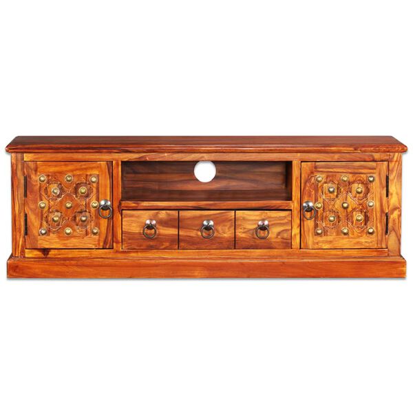 vidaXL ТВ поставка, акациево дърво масив, 120x30x40 cм