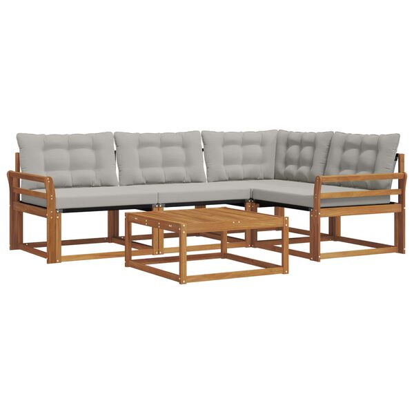 vidaXL Комплект дивани за открито 5 pcs Естествено и светло сиво