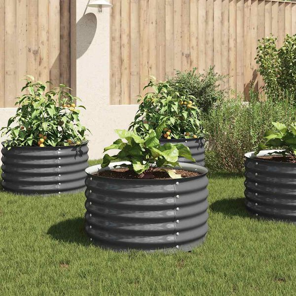 vidaXL Градинска висока леха 80x80x44 см поцинкована стомана сива