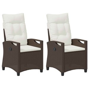 vidaXL Градински стол 2 pcs Кафяв и Кремав 56 x 60 x 112 см