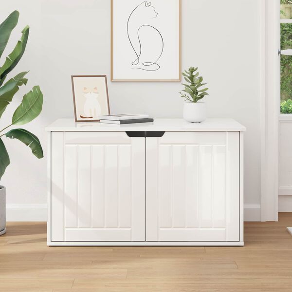 vidaXL Къща за котки Гланц бяло 85 x 55 x 50,5 см Инженерно дърво