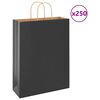 vidaXL Хартиени торбички 250 бр с дръжки черни 32x12x42 см