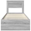 vidaXL Рамка за легло Сив Сонома 100 x 200 cm Солидно борово дърво