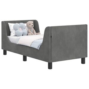 vidaXL Легло за малко с главна дъска Тъмносиво 70 x 140 cm Кадифе