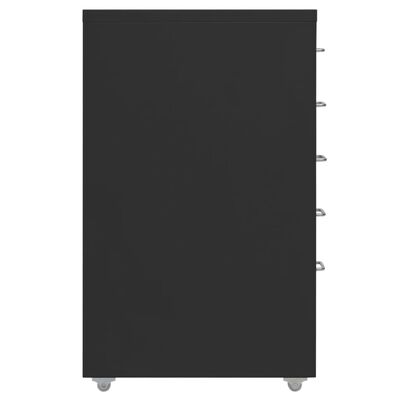 vidaXL Мобилен офис шкаф, черен, 28x41x69 см, метал
