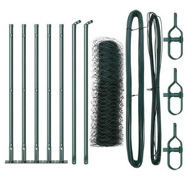 vidaXL Стълб за ограда. Зелен 10 x 0,8 м (мрежа 36 мм) Стомана и PVC