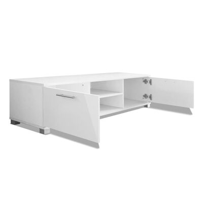 vidaXL ТВ шкаф, бял гланц, 120x40,5x35 см