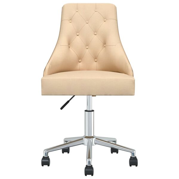 vidaXL Въртящи се трапезни столове, 2 бр, кремави, текстил