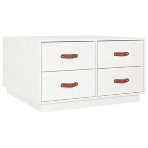 vidaXL Кафе маса, бяла, 80x80x45 см, борово дърво масив