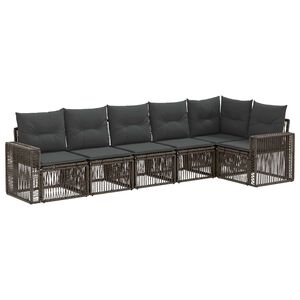 vidaXL Градински Софа Комплект 6 pcs Сив и тъмен сив полиратан