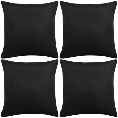vidaXL Калъфки за възглавници, 4 бр, ленен вид, черни, 40x40 см